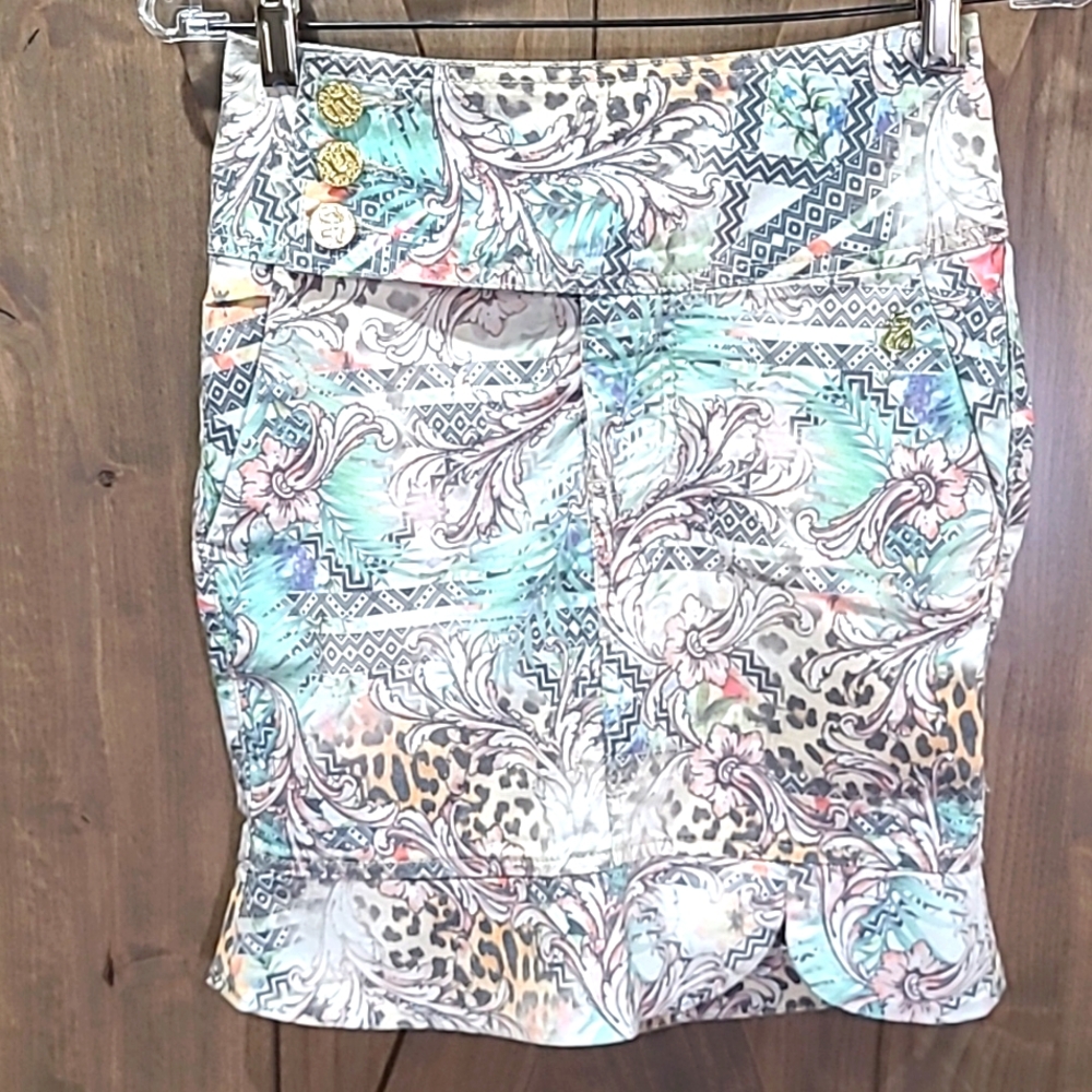 Via Tolentino Midi Skirt Retro Geo Leopard Floral 34